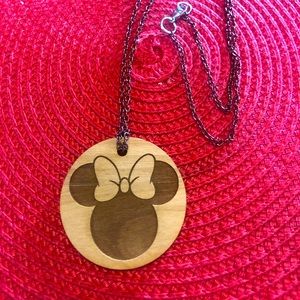 Round Wooden Mickey Mouse necklace